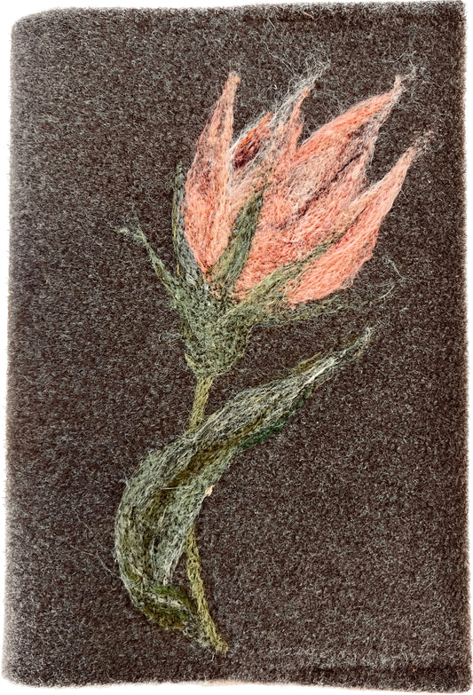 Felicity Clarke - A5 Felted Notebook [Orange flower on brown felt]